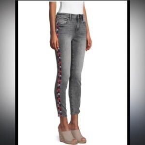 Anthropologie Driftwood Jackie High-Rise Embroidered Ankle denim Jean Size 32